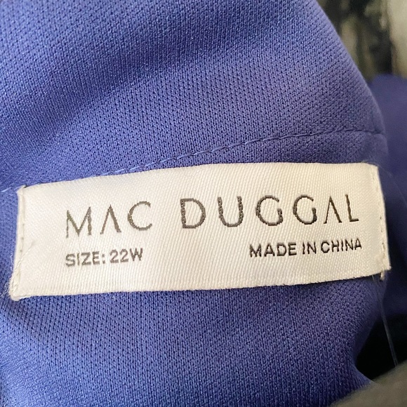 Mac Duggal Midnight Blue Black Lace Faux Wrap Illusion Long Sleeve Gown Size 22W - Picture 7 of 8